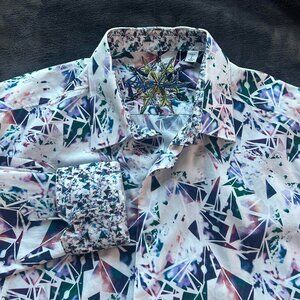 Robert Graham Classic Fit Shirt L Abstract Geometric Cotton Multicolor